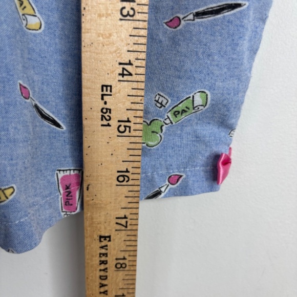 Vintage 90s Rare Carters Overalls Baby Girls 12M Artist Romper Paint Crayons - Picture 9 of 11